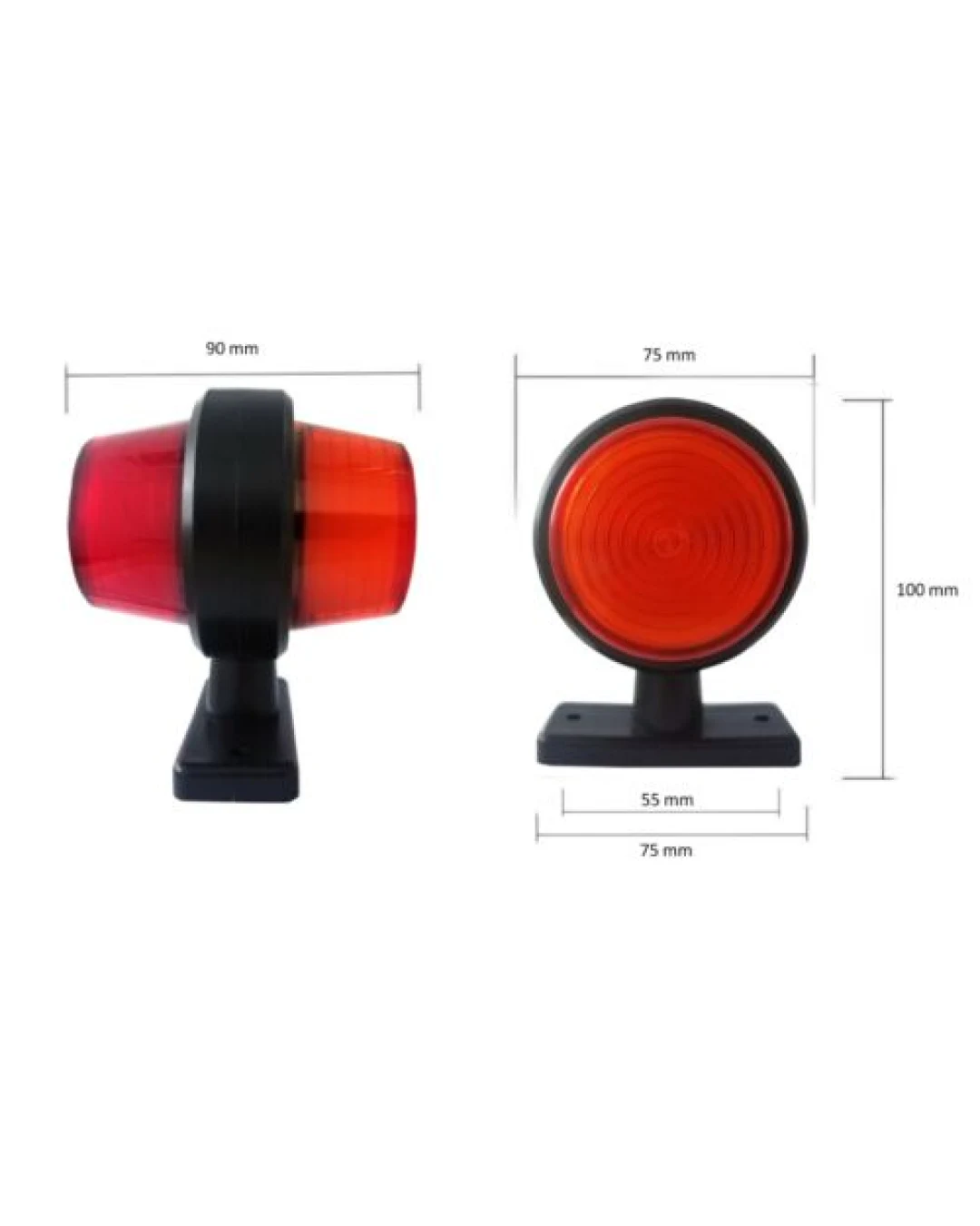 Комплект от 2 броя 12-24V висококачествени ЛЕД LED Диодни Странични Маркери, Рогчета, Светлини За Камион, Ремарке, Каравана, Кемпер АТВ и др., Неон Neon Ефект червено-оранжево