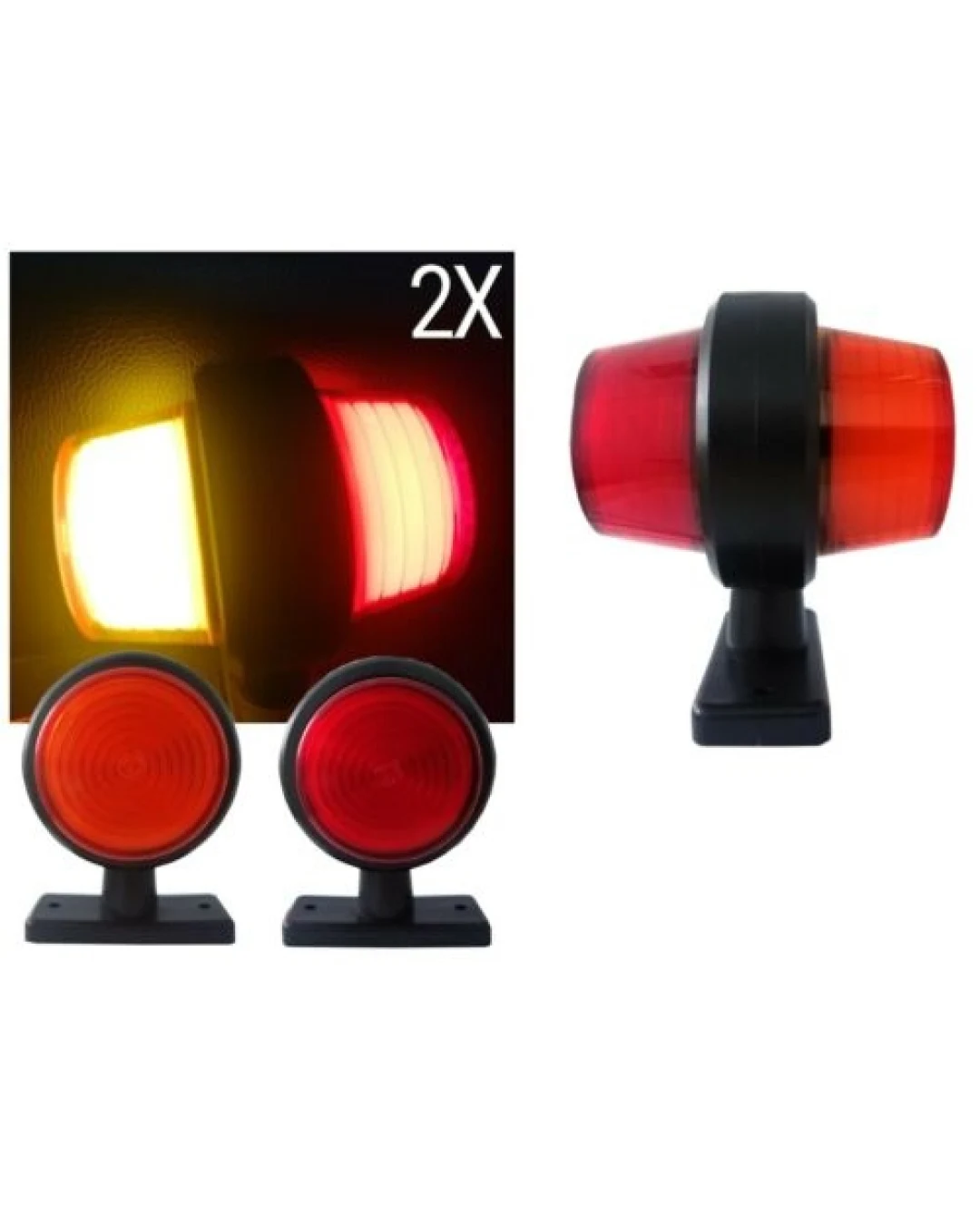 Комплект от 2 броя 12-24V висококачествени ЛЕД LED Диодни Странични Маркери, Рогчета, Светлини За Камион, Ремарке, Каравана, Кемпер АТВ и др., Неон Neon Ефект червено-оранжево