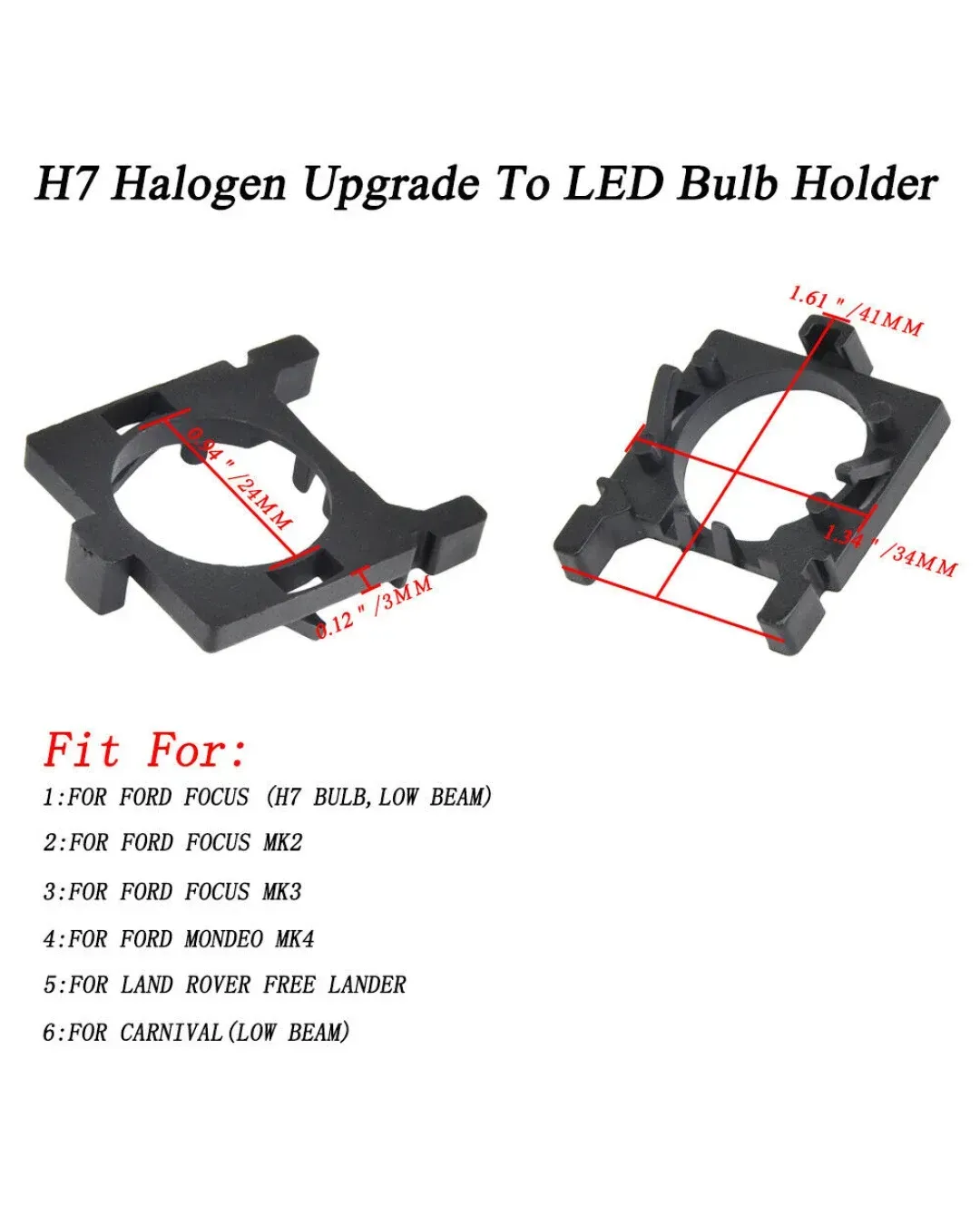 Комплект от 2 броя Адаптери за LED крушки H7 за Форд Фокус 2 Ford Focus 2 MK2 MK3 Мондео Mondeo MK4 Ланд Роувър Land Rover Free Lancer Carnival
