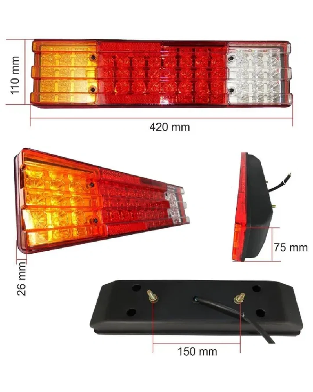 Комплект от 2 Броя Диодни LED Лед стопове 24V - 420mm x 110mm x 75mm - подходящи за Бус Камион Тир Ремарке Каравана