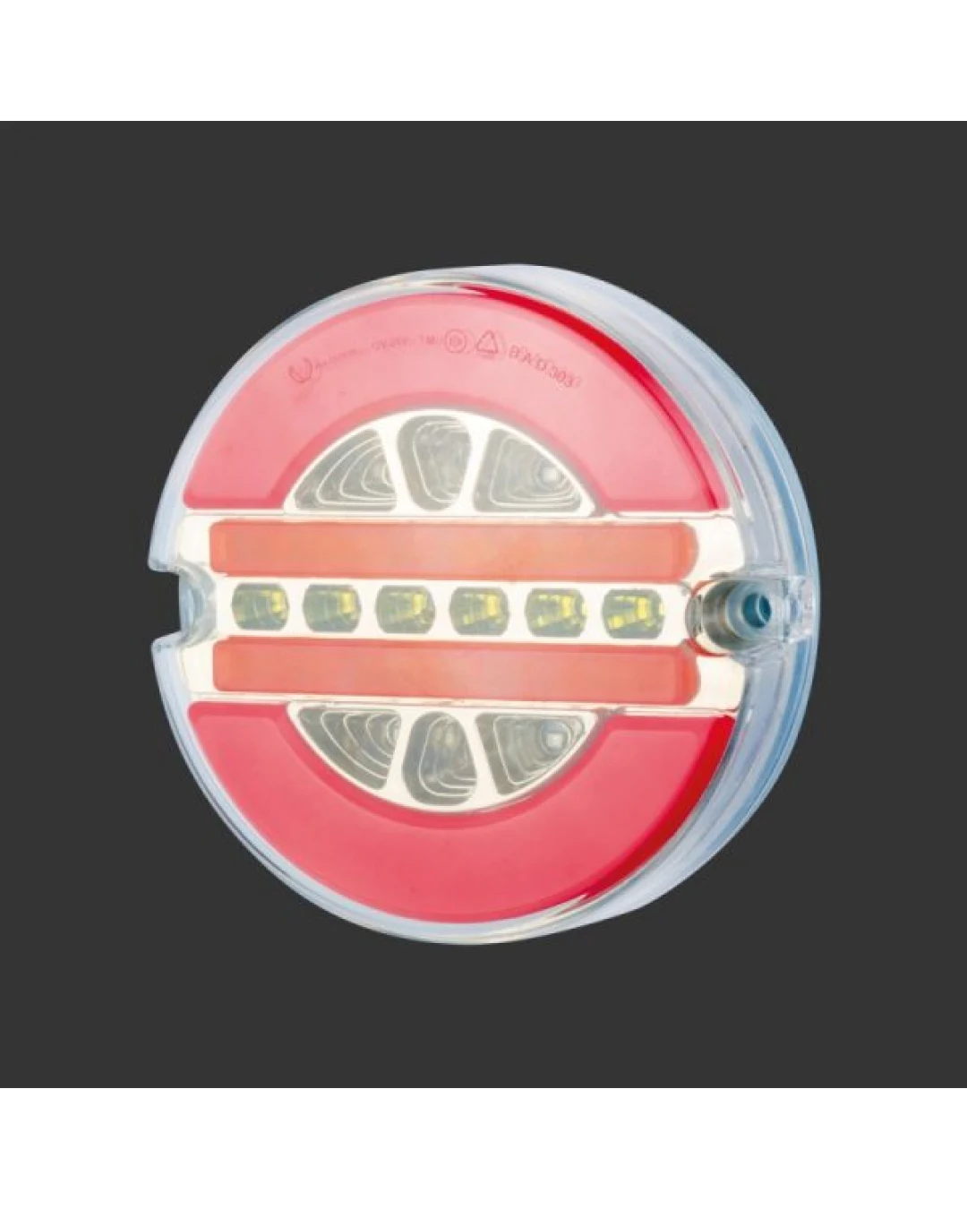 Комплект от 2 броя Кръгли LED ЛЕД Светодиодни стоп задни светлини с неон Neon ефект тип Хамбургер 12V-24V E9 124 mm x 37,5 mm