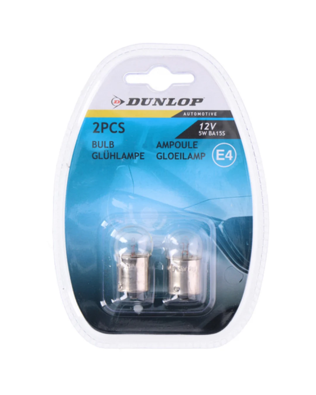 Комплект от 2 броя крушки крушка 12V BA15S 5W E4 в блистер бяла светлина Dunlop