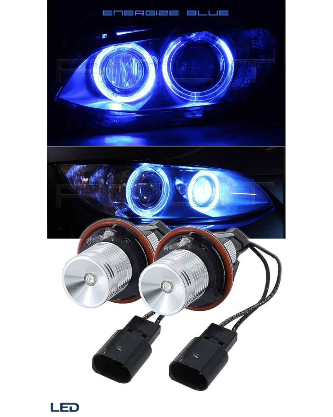 Комплект от 2 броя LED крушки Angel Eyes ангелски очи 12V-24V цвят син за BMW с Canbus без грешки