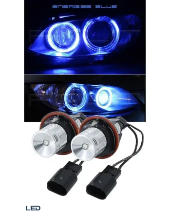 Комплект от 2 броя LED крушки Angel Eyes ангелски очи 12V-24V цвят син за BMW с Canbus без грешки