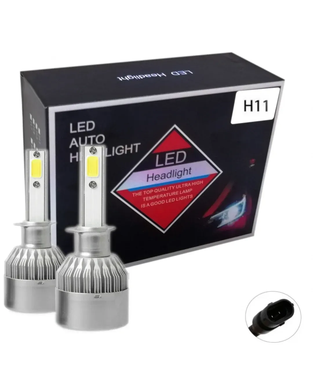 Комплект от 2 броя LED ЛЕД диодни крушки за фар халоген H11 / H8 / H9 12V 36W