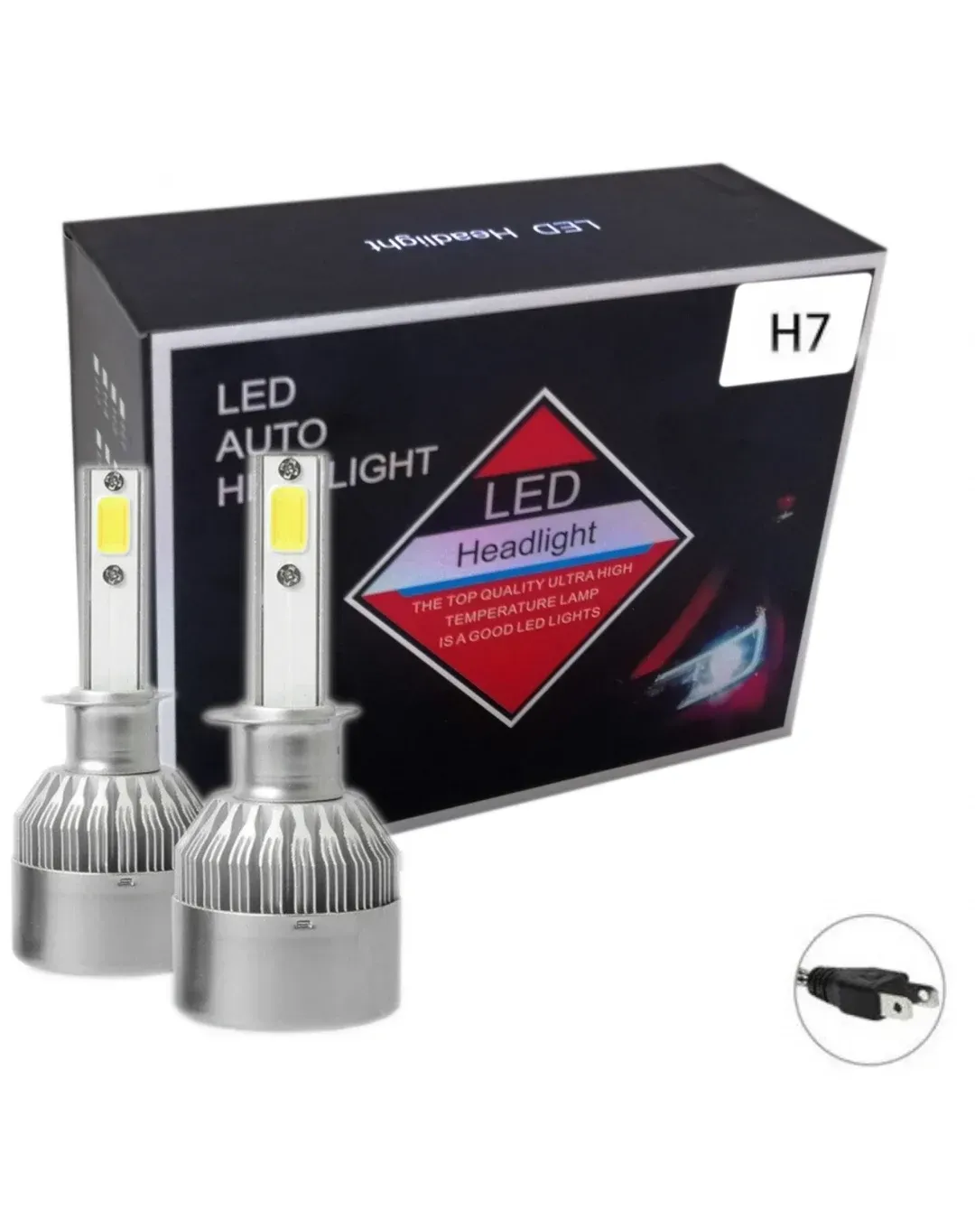 Комплект от 2 броя LED лед диодни крушки за фарове H7 Х7 36w 7600lm 12/24V
