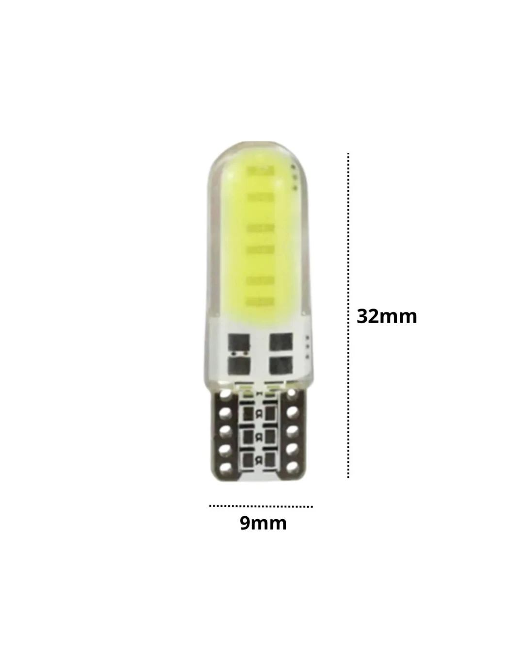 Комплект от 2 броя LED Лед Диодни Крушки за Габарит T10 W5W – COB LED, студено бяла светлина 6000K, 12V, CANBUS без грешки със силиконово покритие