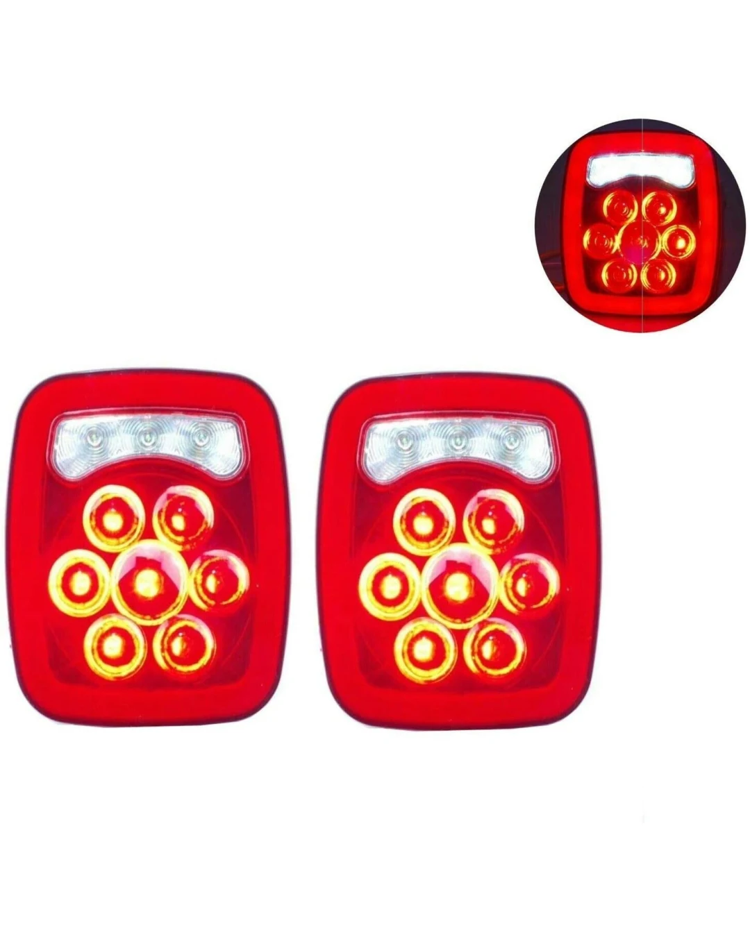 Комплект от 2 броя LED ЛЕД Диодни стопове стоп задна светлина 12V с Неон Neon ефект за камион бус ТИР ремарке каравана 166 x 142 mm