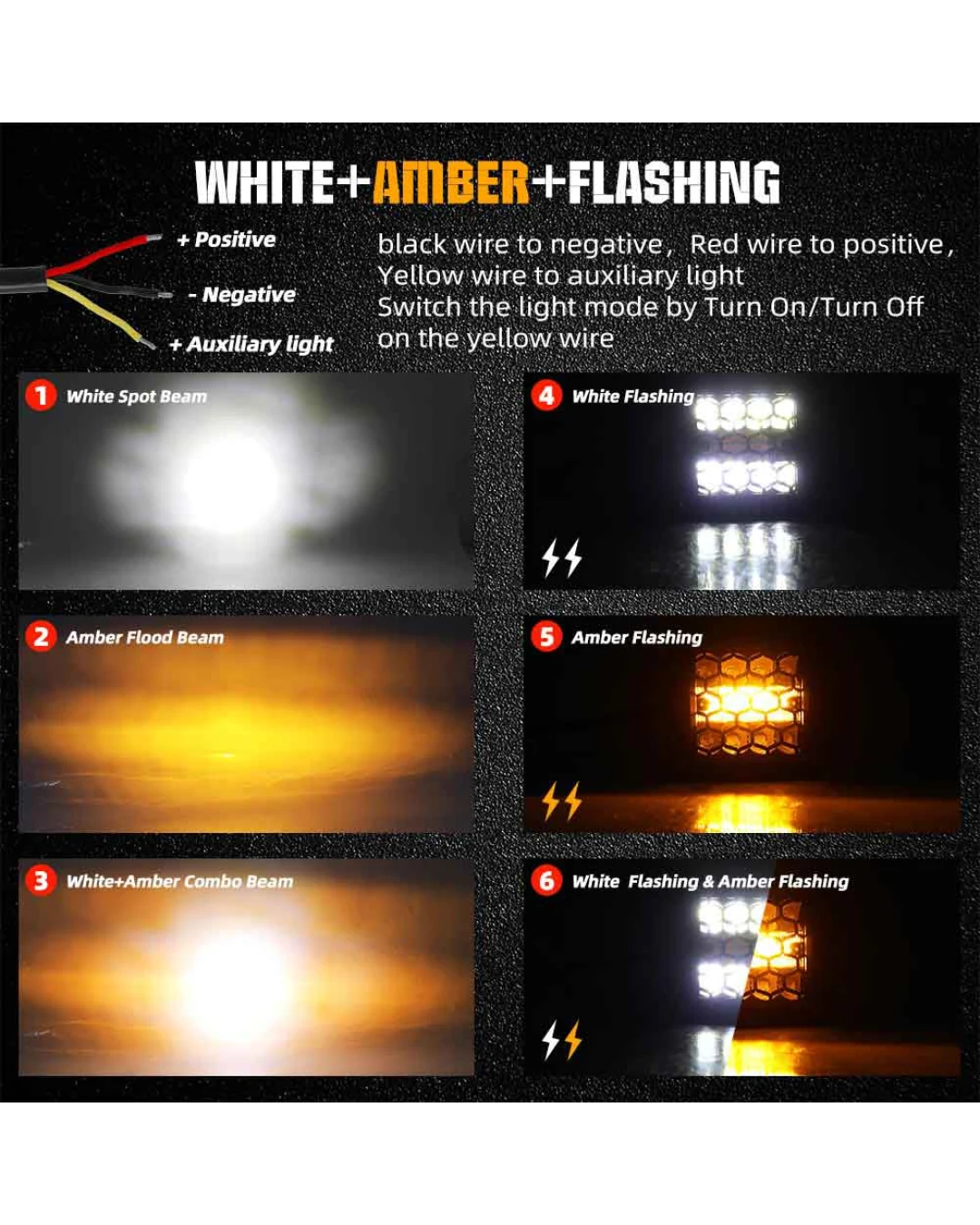 Комплект от 2 броя Лед LED Халогени фарове бяла + оранжева Аварийна Светлина за вграждане 12V - 24V Dual Combo Light Двойна Светлина Flash Блиц Мигащи 6 режима