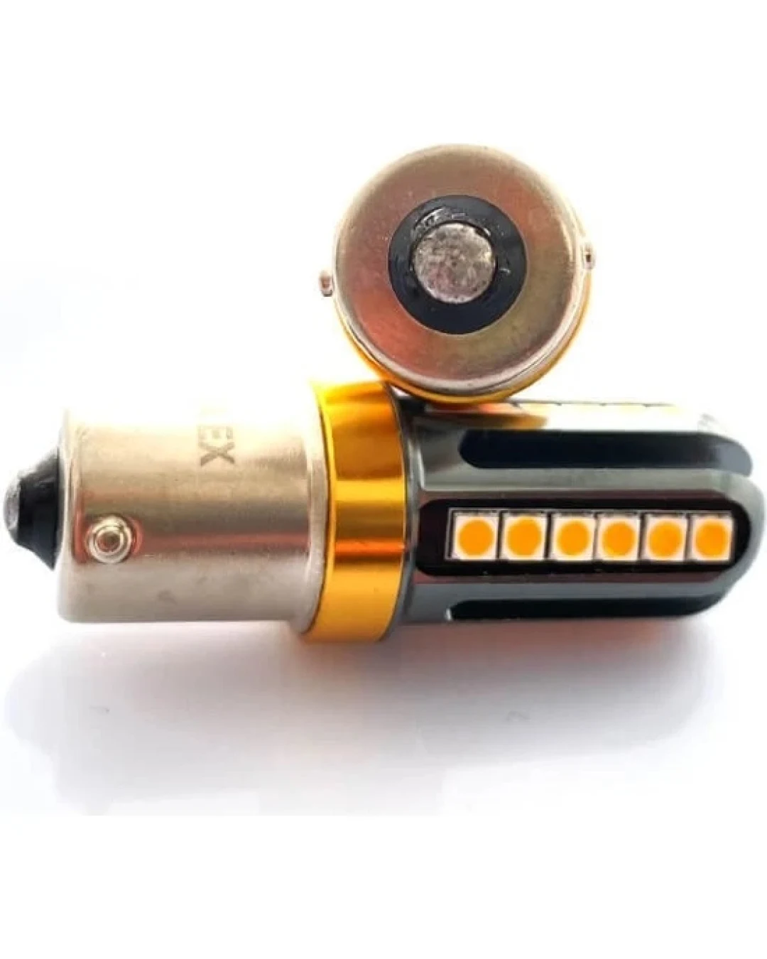 Комплект от 2 броя LED ЛЕД Крушки 24 SMD BA15S (P21W) 12V - 24V жълта / оранжева светлина EXCLUSIVE Photon