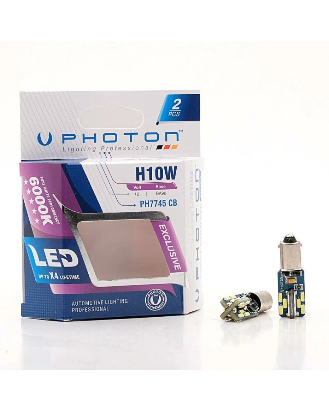 Комплект от 2 броя LED ЛЕД Крушки 24 SMD BA9S (H10W) 12V Бяла Светлина Бели 6000К Canbus без грешки EXCLUSIVE Photon