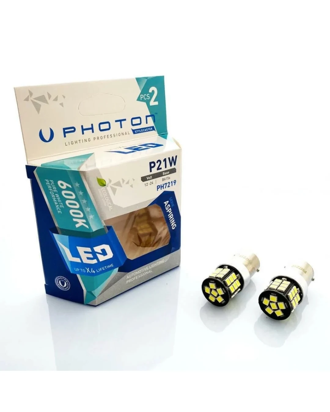 Комплект от 2 броя LED ЛЕД Крушки 36 SMD BA15S (P21W) 12V - 24V Бяла Светлина Бели 6000К Photon