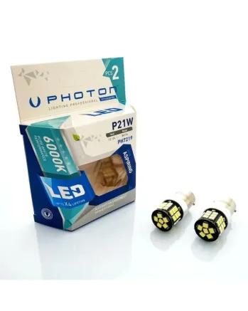 Комплект от 2 броя LED ЛЕД Крушки 36 SMD BA15S (P21W) 12V - 24V Бяла Светлина Бели 6000К Photon