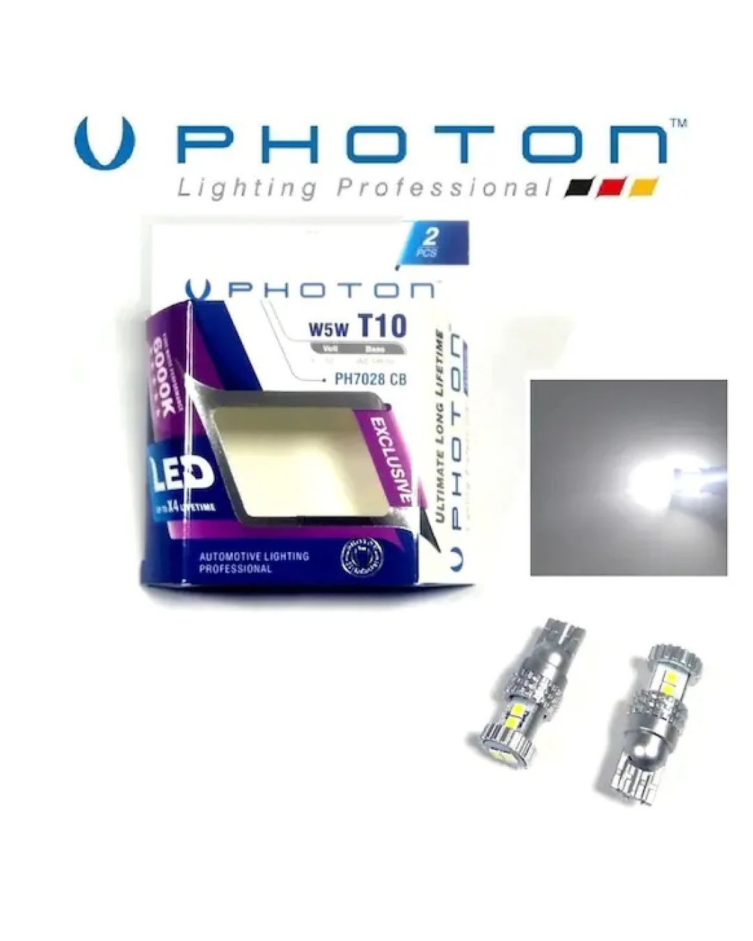 Комплект от 2 броя LED ЛЕД Крушки 6 SMD T10 W5W 12V Бяла Светлина Бели 6000К Photon EXCLUSIVE серия