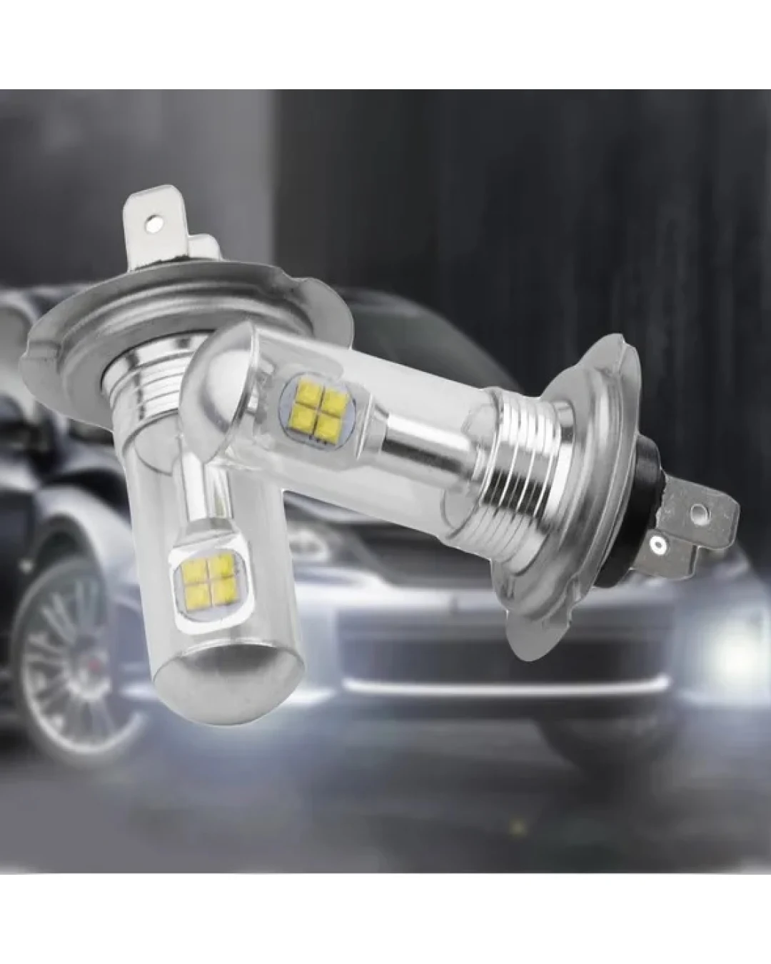 Комплект от 2 броя ЛЕД LED крушки за фарове H7 Х7 12V-24V Бели 6000k