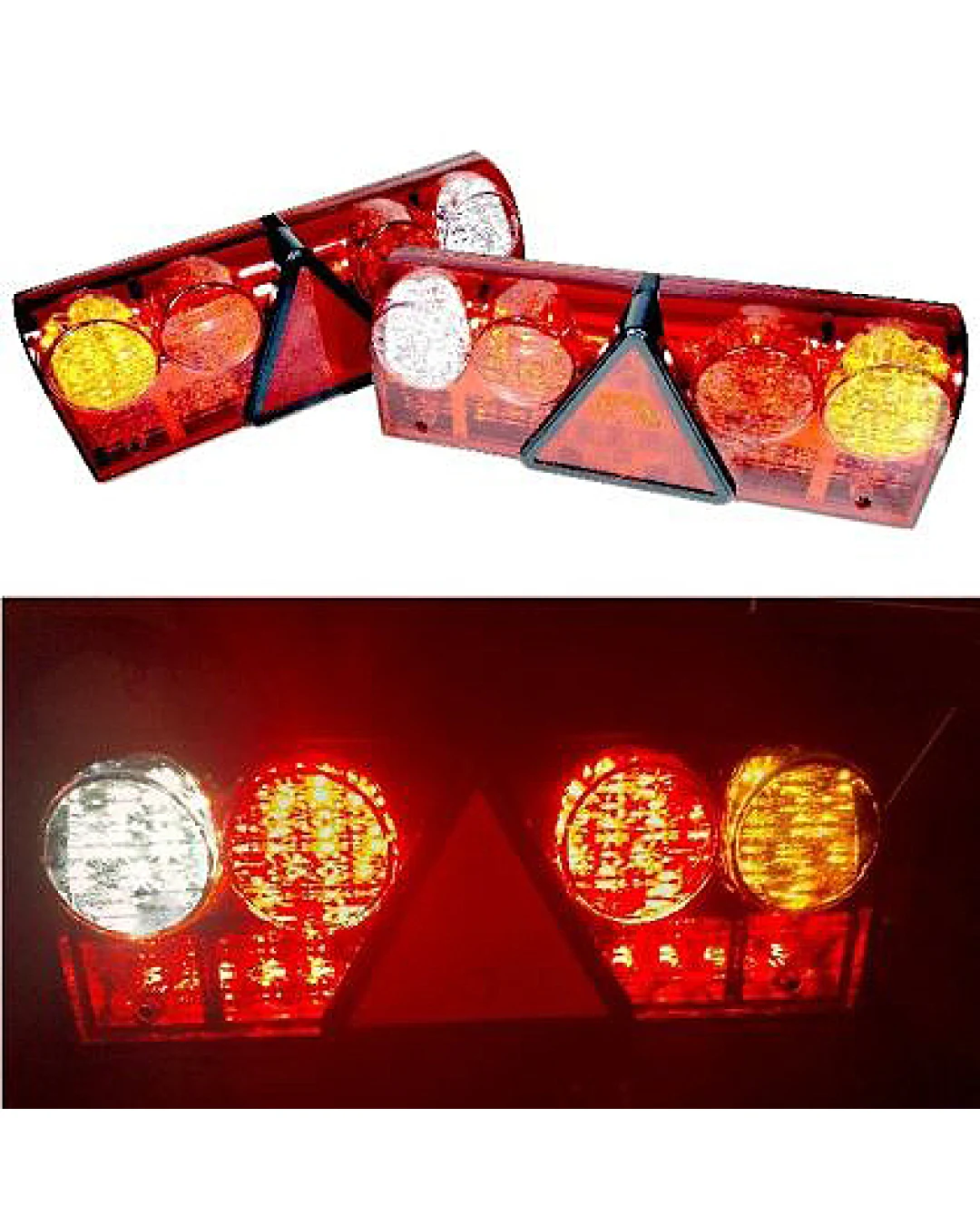 Комплект от 2 броя LED ЛЕД стопове мигач задна светлина 12v 24v за камион бус ТИР ремарке каравана 415 mm x 140 mm