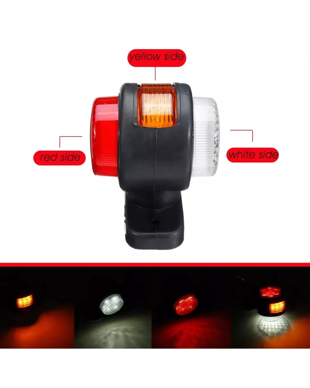 Комплект от 2 броя LED ЛЕД светодиодни габарити токоси рогче рогчета 12V-24V с три светлини бяла-жълта-червена
