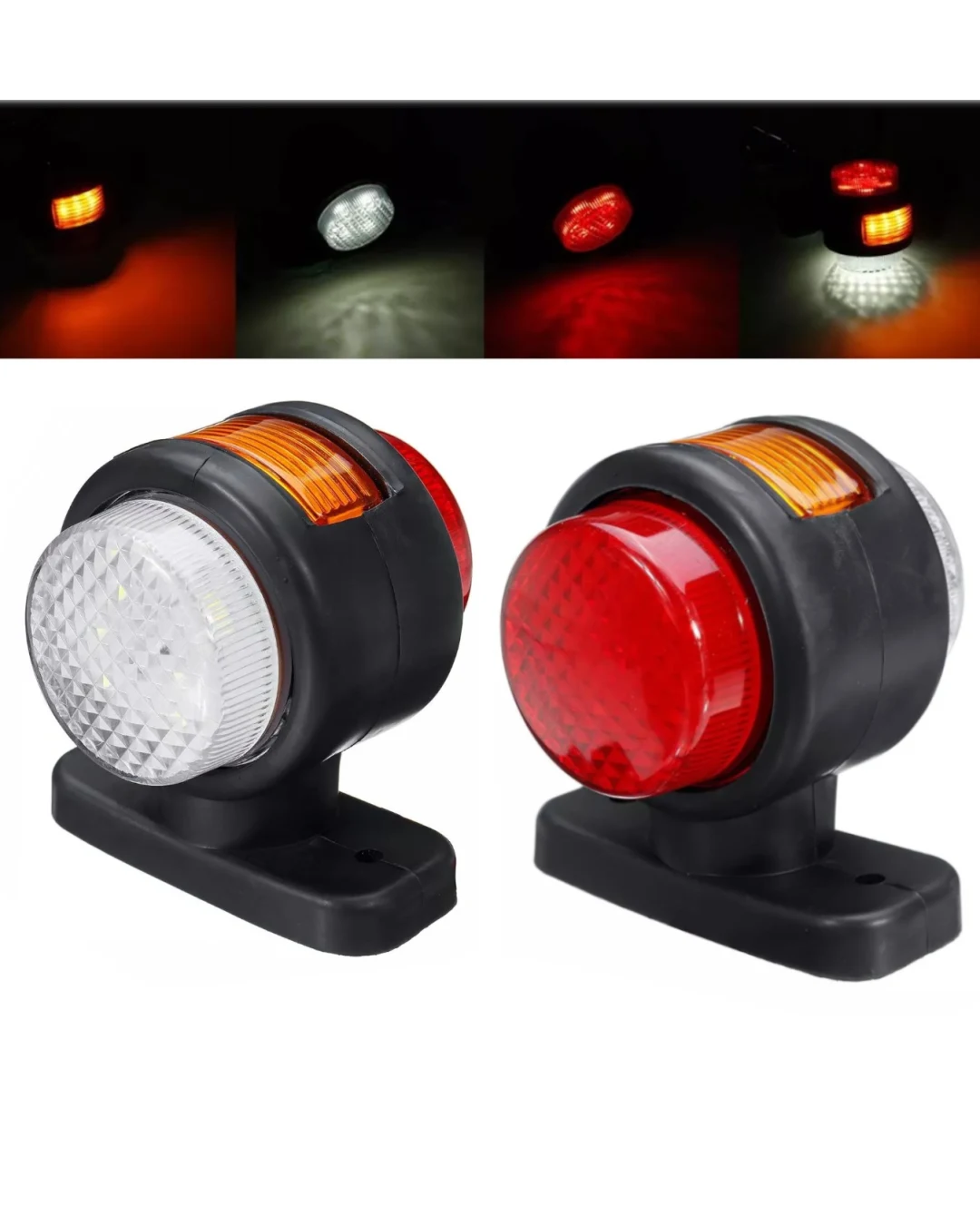Комплект от 2 броя LED ЛЕД светодиодни габарити токоси рогче рогчета 24V с три светлини бяла-жълта-червена
