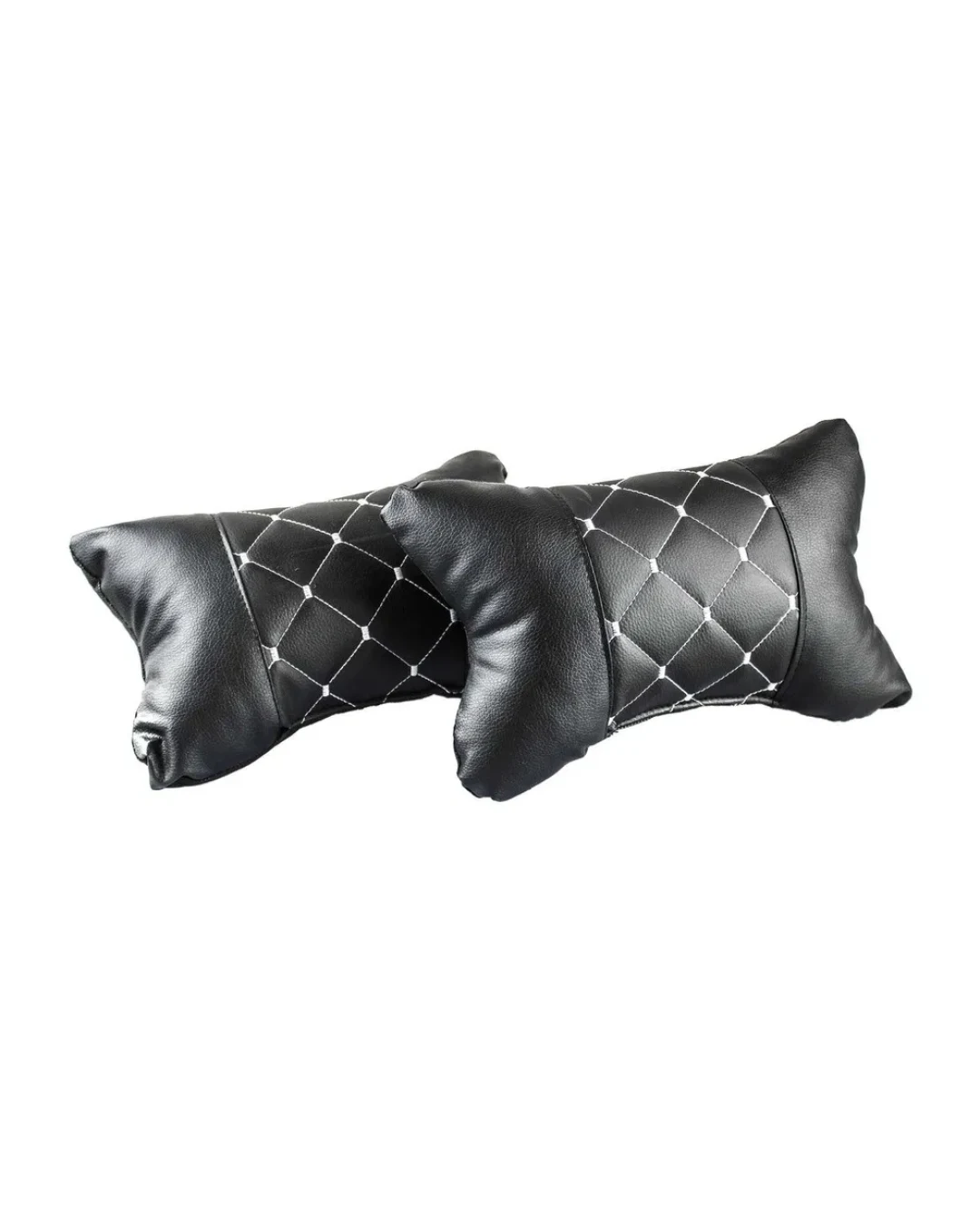 Комплект от 2 броя универсални възглавници авто възглавничка за врат за по-добър комфорт при дълъг път с автомобил черно с бял шев