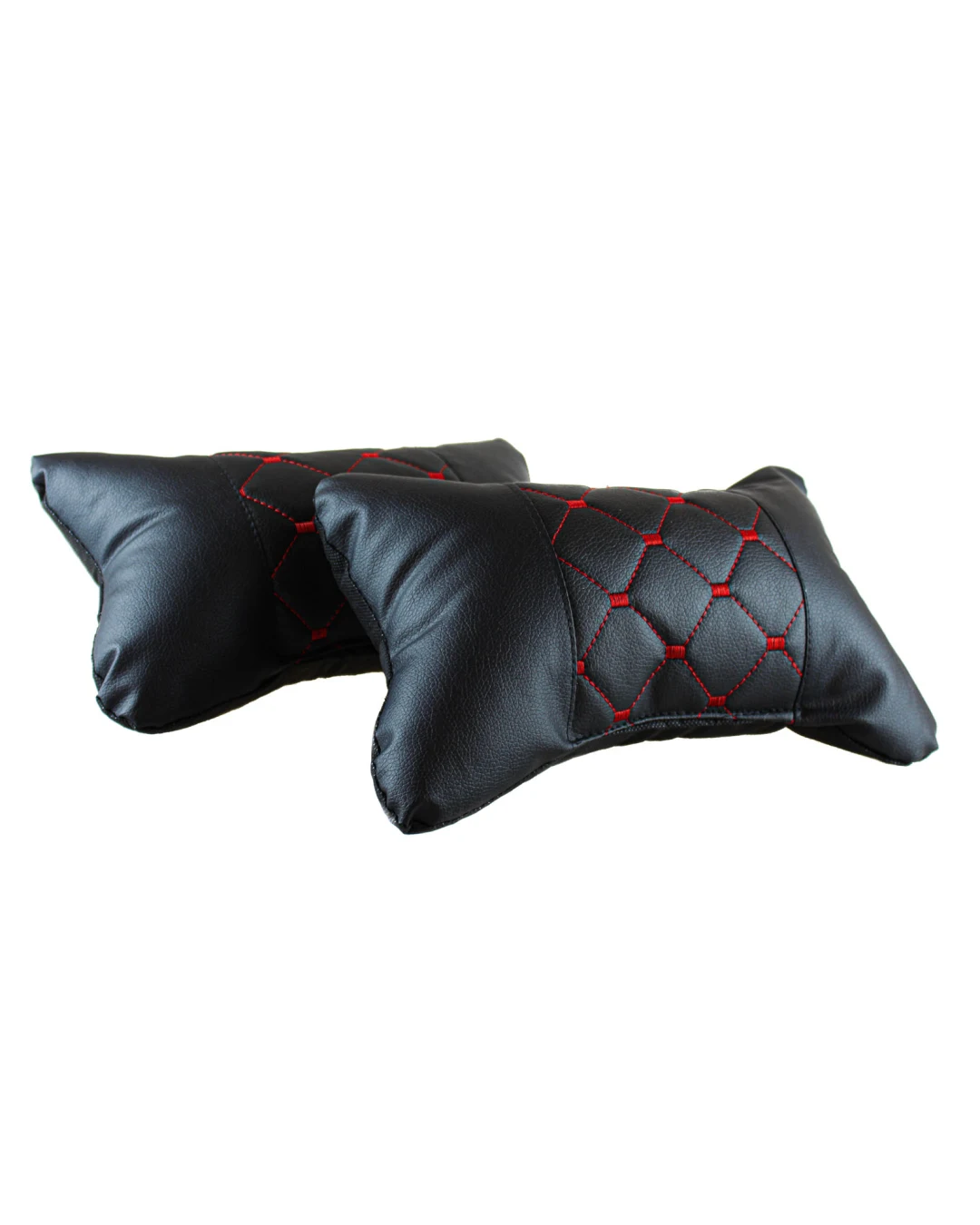 Комплект от 2 броя универсални възглавници авто възглавничка за врат за по-добър комфорт при дълъг път с автомобил черно с червен шев