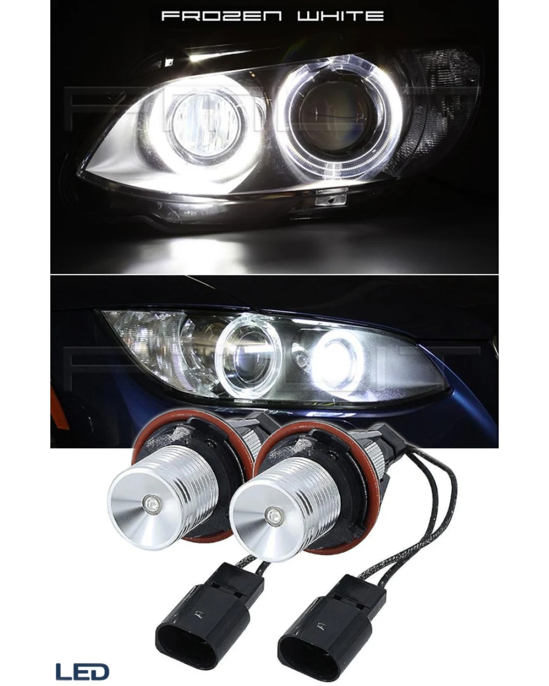 Комплект от 2 броя ярки бели LED крушки Angel Eyes ангелски очи 12V-24V за BMW с Canbus без грешки