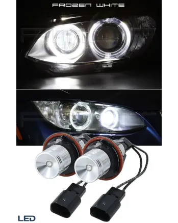 Комплект от 2 броя ярки бели LED крушки Angel Eyes ангелски очи 12V-24V за BMW с Canbus без грешки
