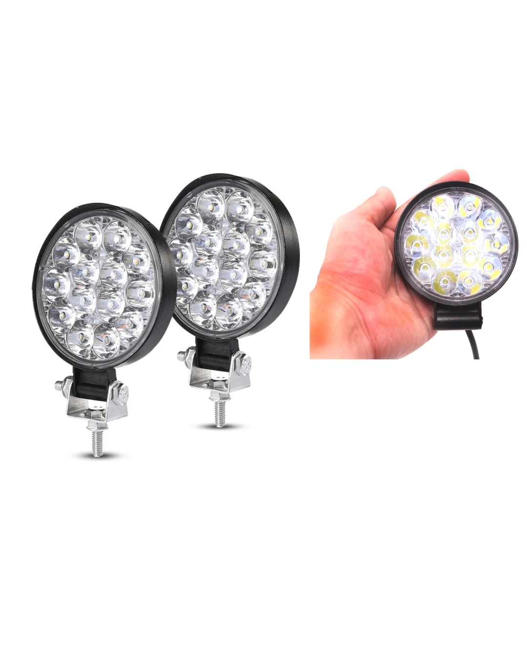 Комплект от 2бр. 42W Мини Лед LED Диоден Фар Халоген Дневни Светлини 12V - 24V за автомобил офроуд бус ван камион