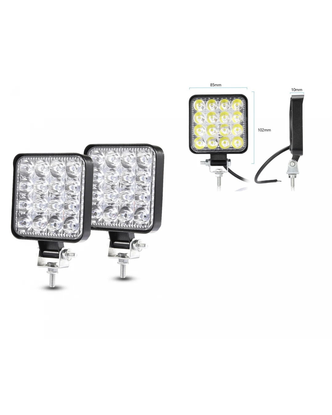 Комплект от 2бр. 48W Мини Лед LED Диоден Фар Халоген Дневни Светлини 12V - 24V за автомобил офроуд бус ван камион