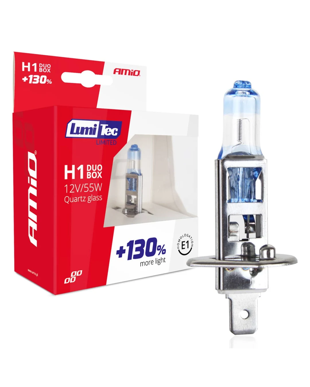 Комплект от 2бр. халогенни крушки H1 12V 55W LumiTec LIMITED +130% бяла светлина