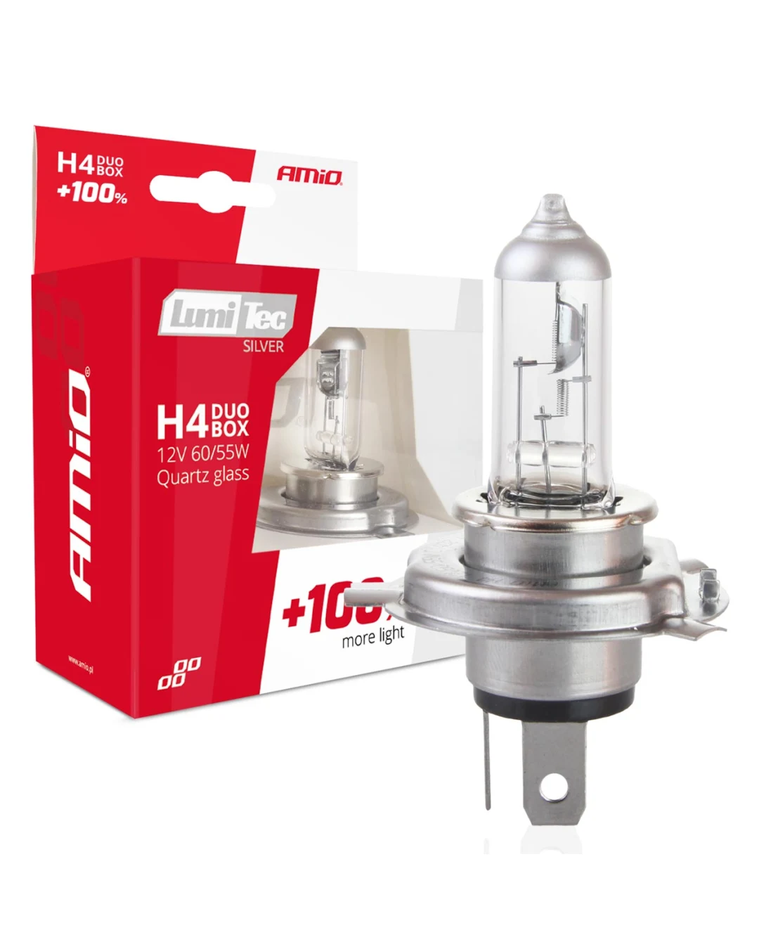 Комплект от 2бр. халогенни крушки H4 12V 60/55W LumiTec SILVER +100% бяла светлина