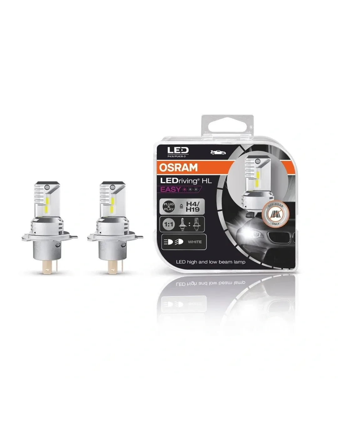 Комплект от 2бр Лед Led Диодни Крушки Osram H4 / H19 LEDriving HL EASY за фарове 12V