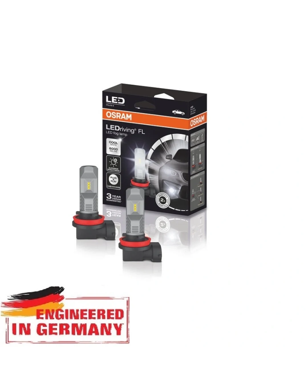 Комплект от 2бр Лед Led Диодни Крушки Osram H8 / H11 / H16 LEDriving HL за фарове 12V