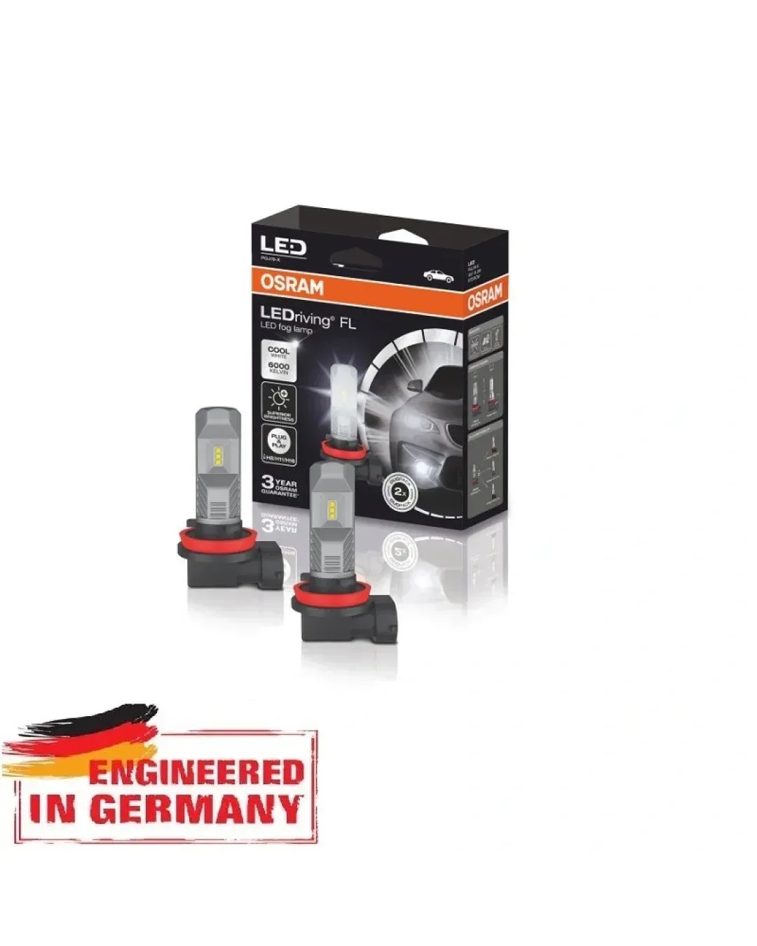 Комплект от 2бр Лед Led Диодни Крушки Osram H8 / H11 / H16 LEDriving HL за фарове 12V