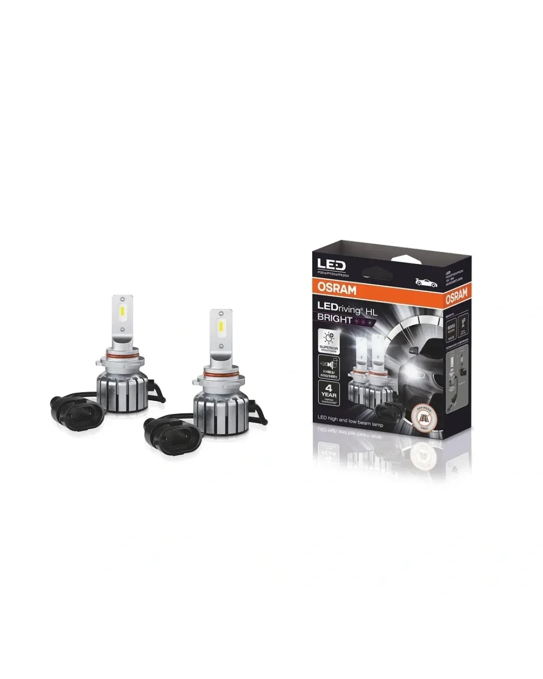 Комплект от 2бр Лед Led Диодни Крушки Osram HB3 / H10 / HIR1 LEDriving HL BRIGHT +300% за фарове 12V