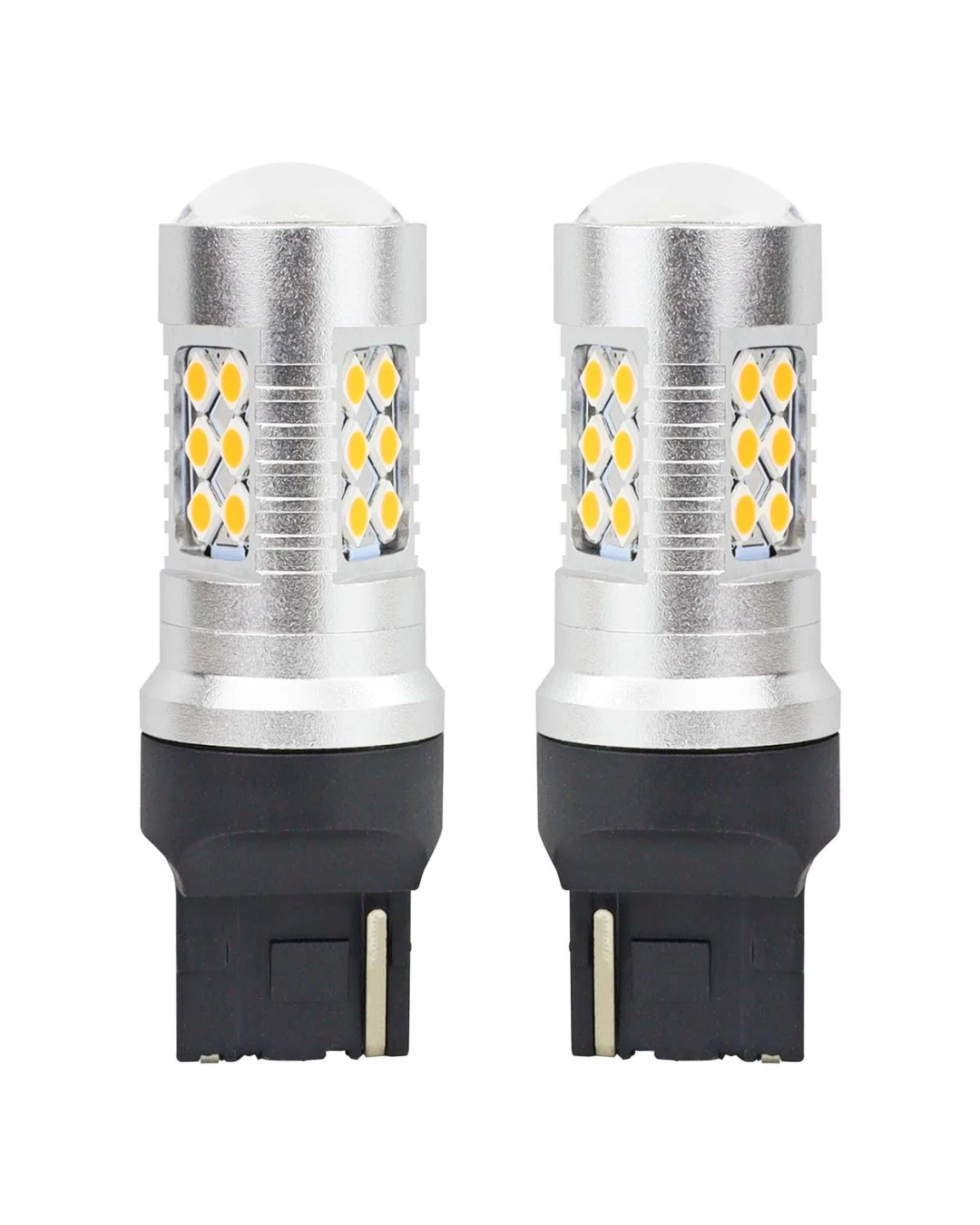 Комплект от 2бр. LED Лед Диодни крушки T20 WY21W Canbus 3030 24SMD 12V-24V оранжева светлина