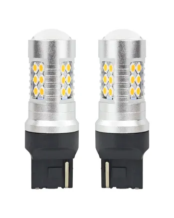 Комплект от 2бр. LED Лед Диодни крушки T20 WY21W Canbus 3030 24SMD 12V-24V оранжева светлина