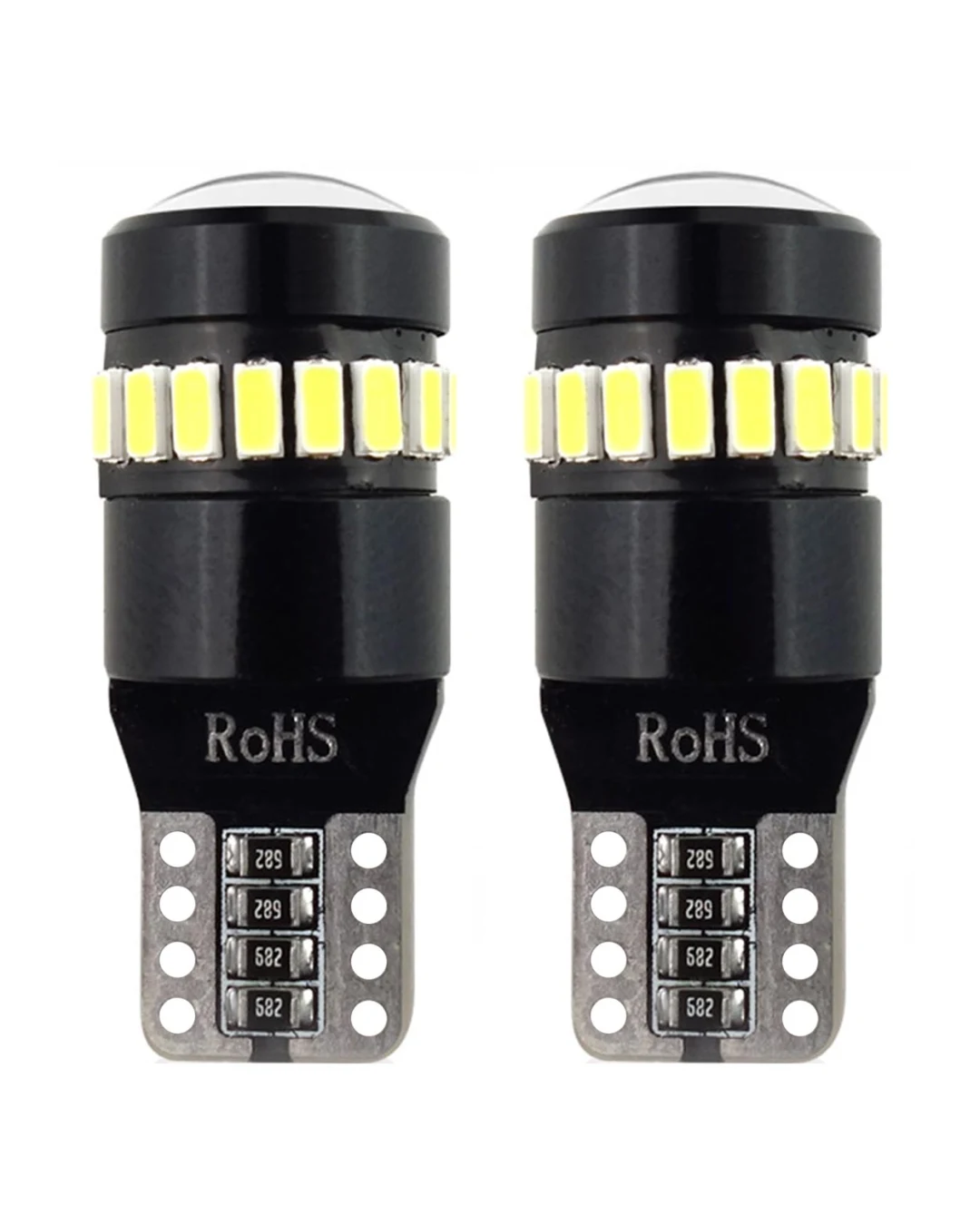 Комплект от 2бр. LED Лед Диодни крушки за габарит T10 W5W Canbus 3014+1 18SMD 12V-24V бяла светлина