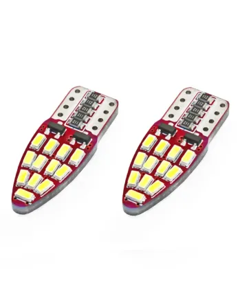 Комплект от 2бр. LED Лед Диодни Крушки За Габарит Т10 W5W Canbus 3014 24SMD 12V Бяла Светлина