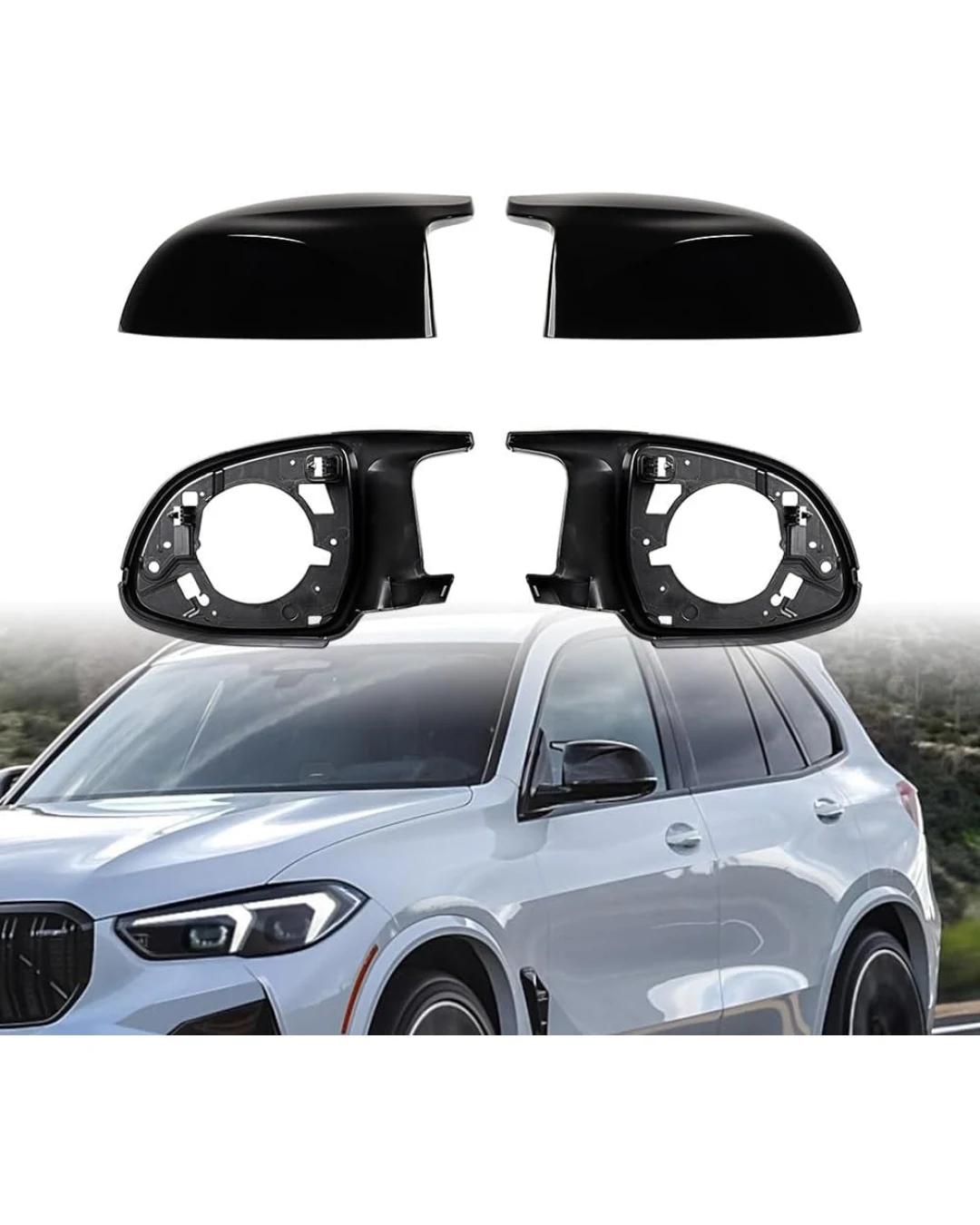 Комплект от 2бр. M-Style капаци + рамки за странични огледала за BMW X3 X4 X5 X6 X7 G01 G02 G05 G07 F97 F98 F95 F96
