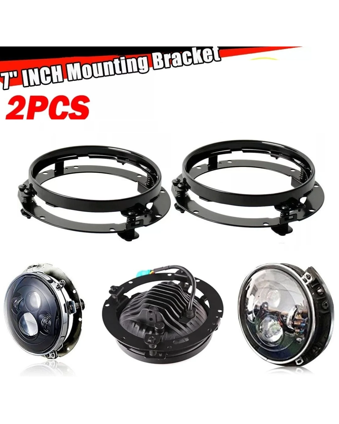 Комплект от 2бр Монтажна скоба стойка за кръгли фарове 7 инча 18см инча за мотоциклети и джипове