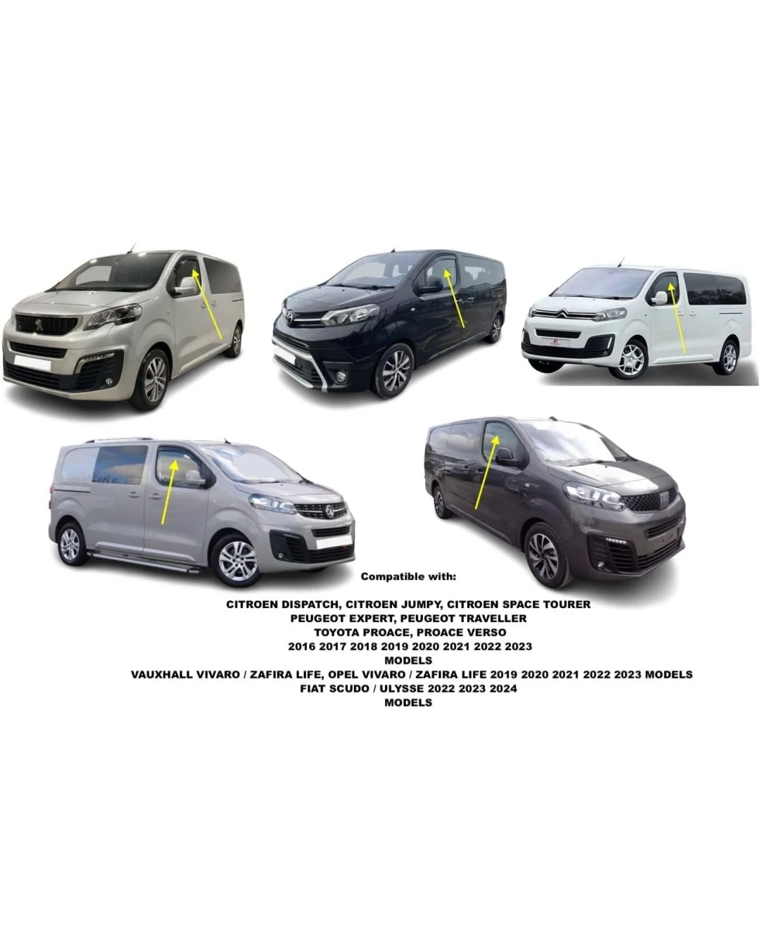 Комплект от 2бр. ветробрани за Citroen Jumpy / Peugeot Expert / Toyota ProAce / Traveller / Fiat Scudo Ulysse Opel Zafira след 2016