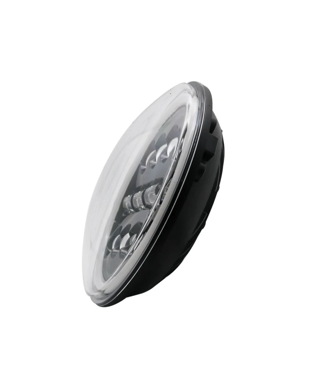 Комплект от 2бр. yниверсален 7 инча 18см ЛЕД LED фар лампа халоген 12V-24V къси/дълги с DRL дневни светлини мигач бяло-жълто 4800lm за АТВ джип мотоциклет камион трактор и др.