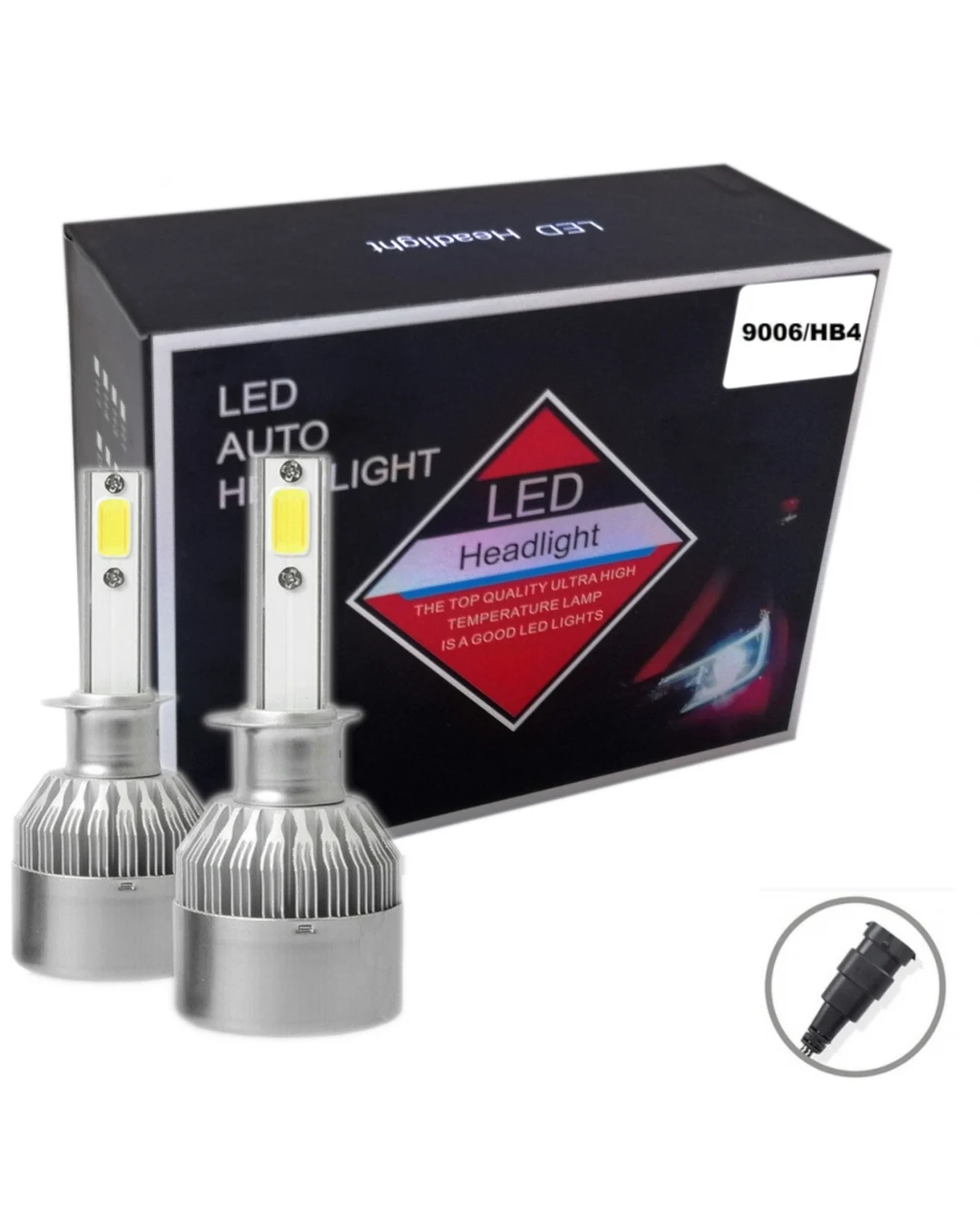 Комплект от 2броя LED ЛЕД диодни крушки за фар халоген HB4 ХБ4 12V 36W