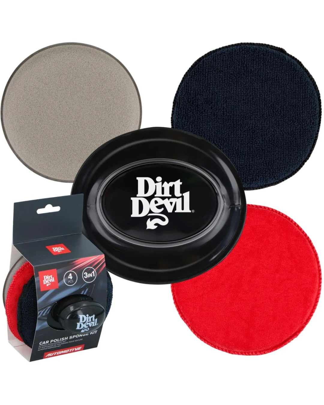 Комплект от 3 полиращи гъби DIRT DEVIL – Ø 12,5 см, с ергономична дръжка за ръчно полиране