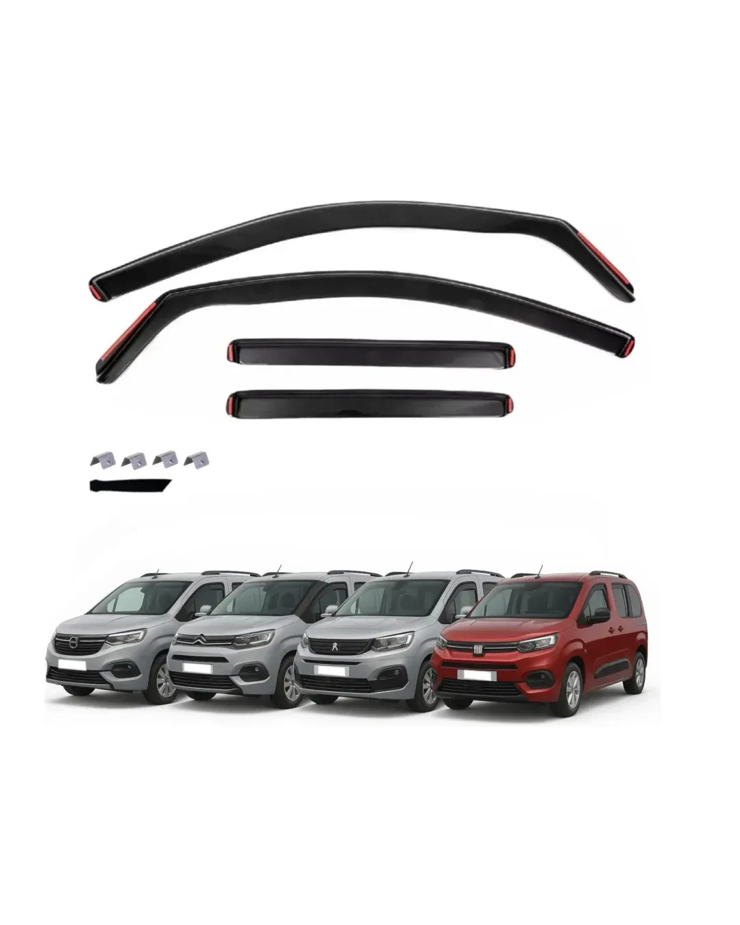 Комплект от 4бр. ветробрани за Citroen Berlingo, Peugeot Partner Rifter, Opel Combo, Fiat Doblo - 2024