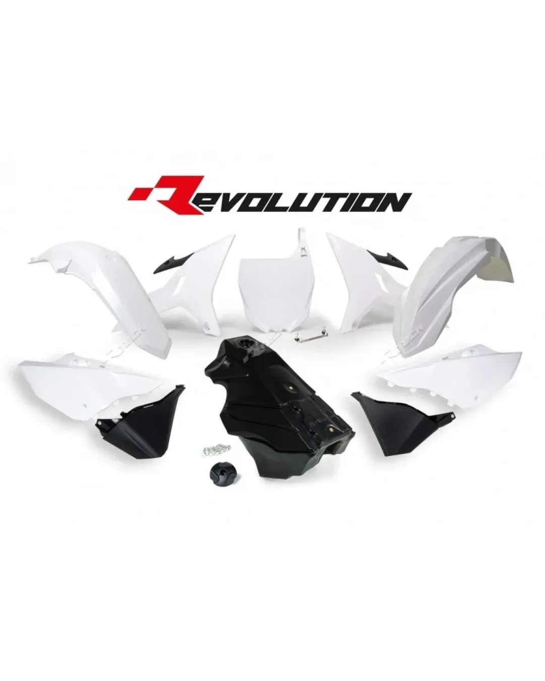 Комплект пластмаси RACETECH Revolution Plastic Kit + Gas Tank (Black/White) Yamaha YZ125/250 02-19