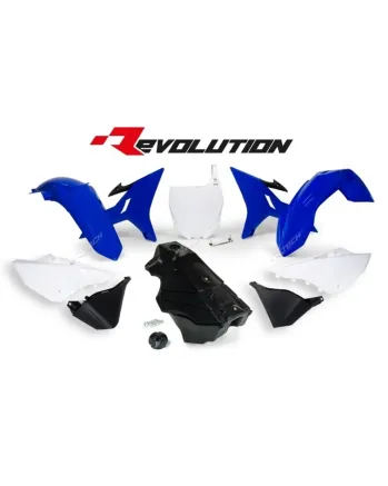 Комплект пластмаси RACETECH Revolution Plastic Kit + Gas Tank (Blue/White/Black) Yamaha YZ125/250 02-19