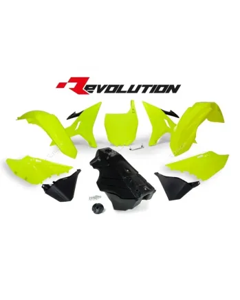 Комплект пластмаси RACETECH Revolution Plastic Kit + Gas Tank (Neon Yellow/Black) Yamaha YZ125/250 02-19