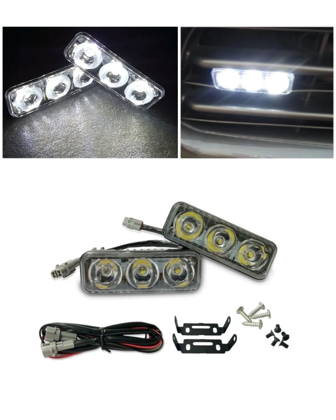 Комплект Предни Мощни 3 Led Лед Диодни Дневни Светлини 12V 3W НОВИ