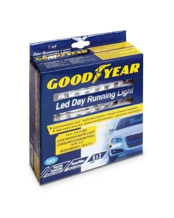 Комплект предни мощни 8 Led лед диодни дневни светлини халогени бели 12V Goodyear Гудиър